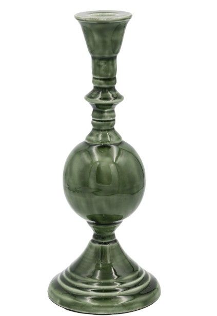 Enameled Metal Taper Holder, Green