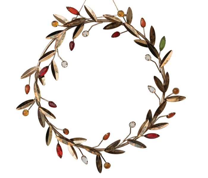 Antique Gold Metal Leaves/Berries Wreath