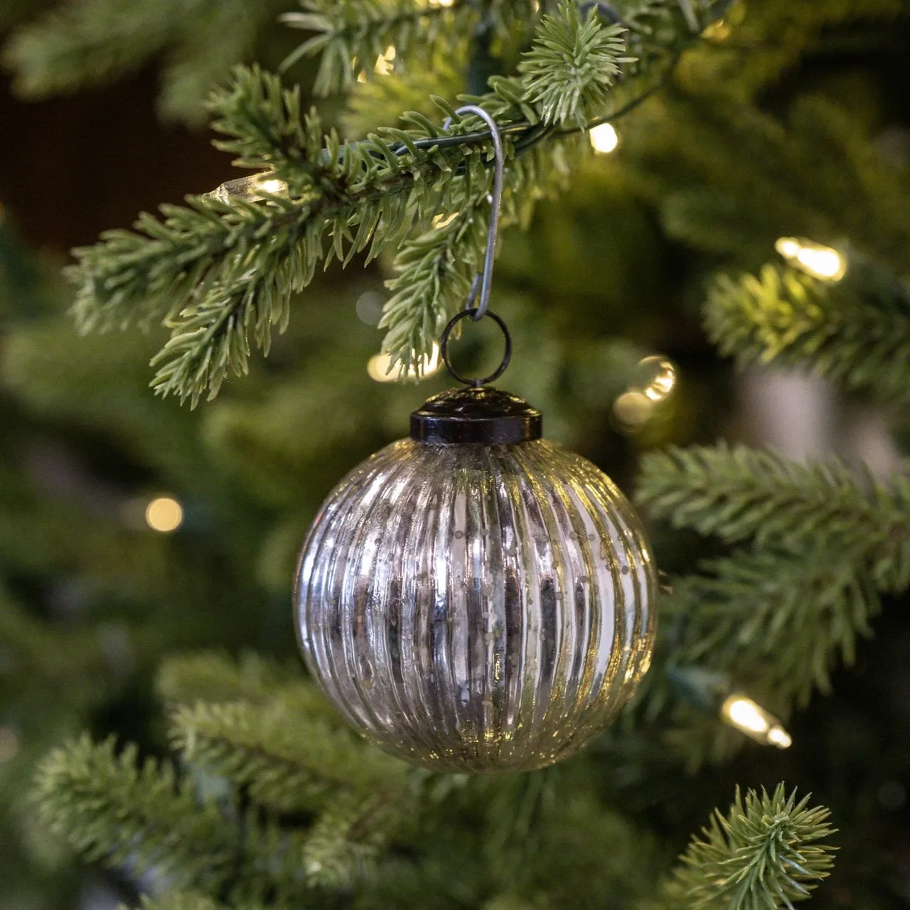 Ribbed Silver Ornament, 3"