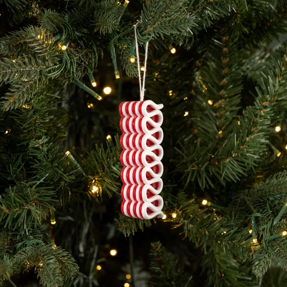 Red &amp; White Ribbon Candy Ornament