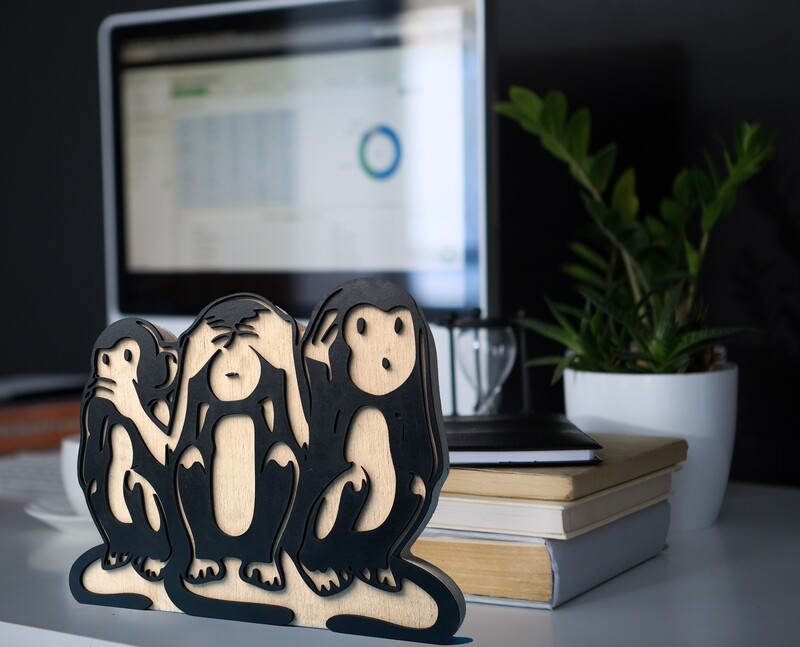 GANDHI JI&#39;s #3 MONKEYS - Standee/ Wall Hang