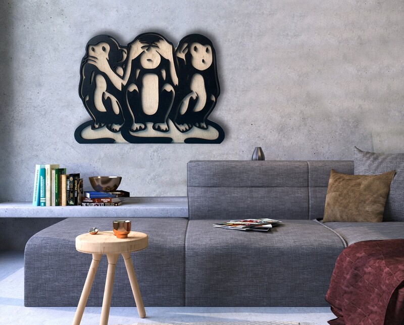 GANDHI JI's #3 MONKEYS - Standee/ Wall Hang