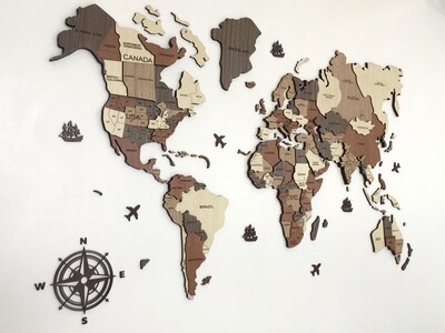 3D Wood World Map – Premium Wall Decor
