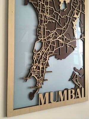 Wooden City Map – Mumbai Wall Art