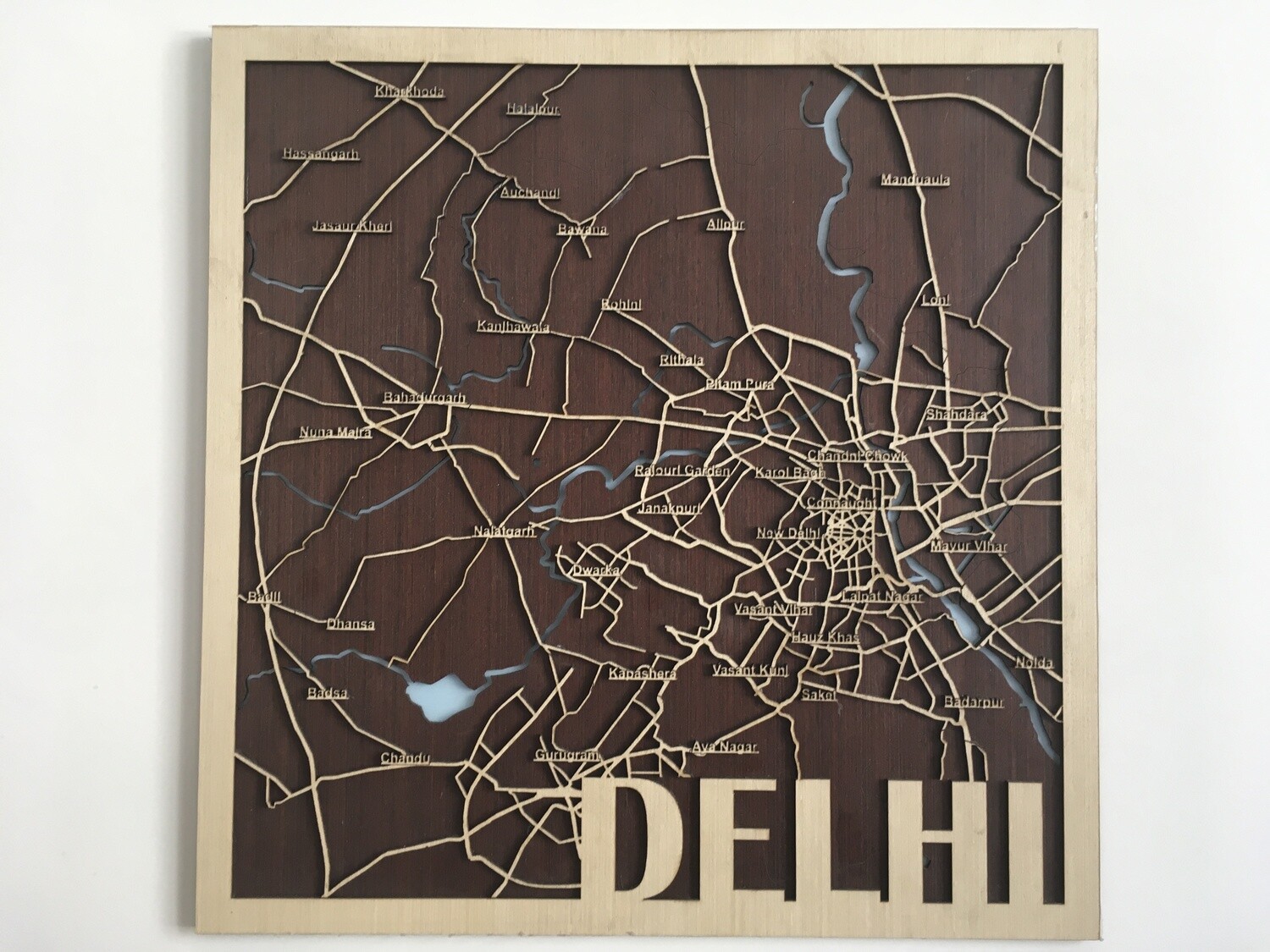 WOODEN CITY MAP - DELHI