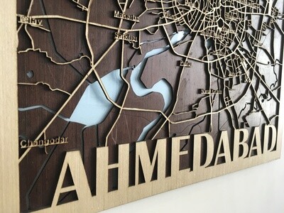 Wooden City Map – Ahmedabad Wall Art