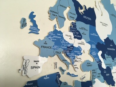 2D Shades of Blue World Map – Wall Decor