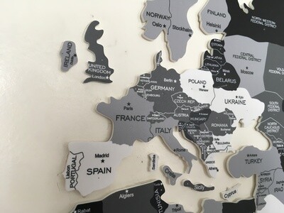 2D Grey Scale Wood World Map – Wall Decor