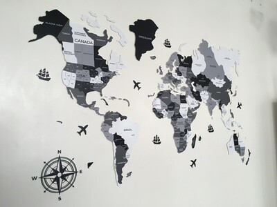 2D COLOUR WORLD MAP - WALL DECOR