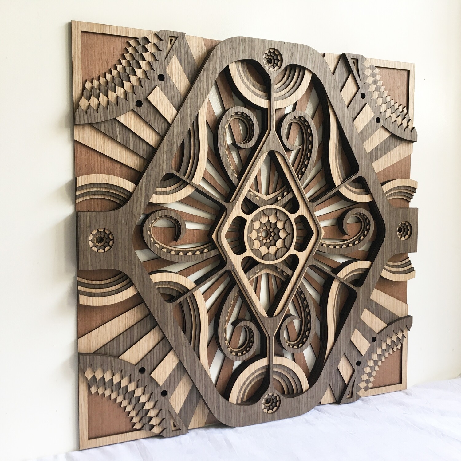 Square - Hypnotic Shapes (Wood Wall Hang Decor, Layered Mandala)