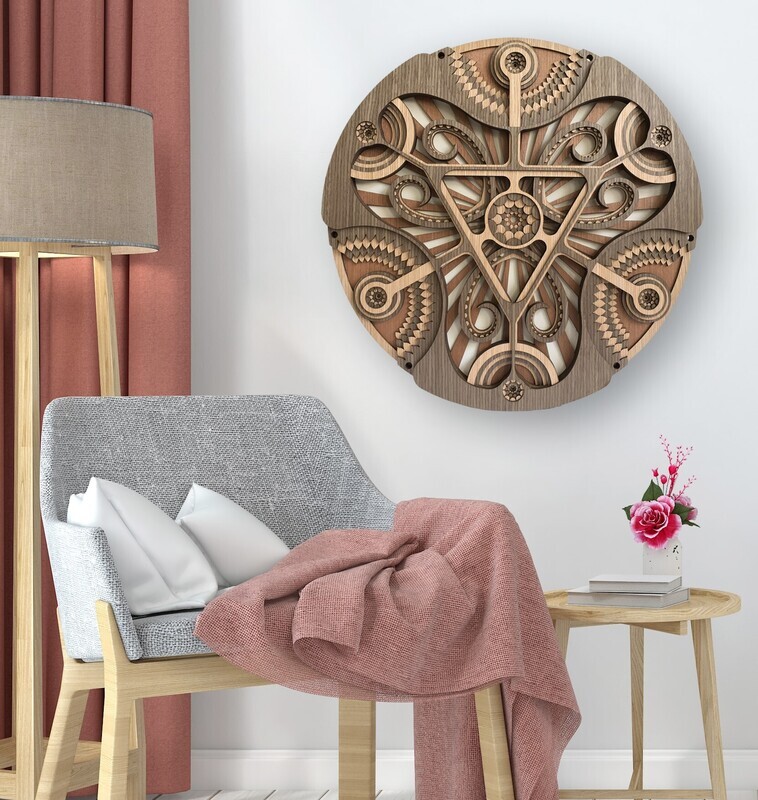 Circle - Hypnotic Shapes (Wood Wall Hang Decor, Layered Mandala)