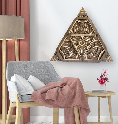 Triangle - Hypnotic Shapes (Wood Wall Hang Decor, Layered Mandala)