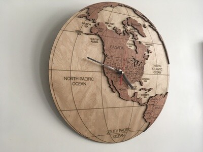 Wood World Clock – Western Hemisphere