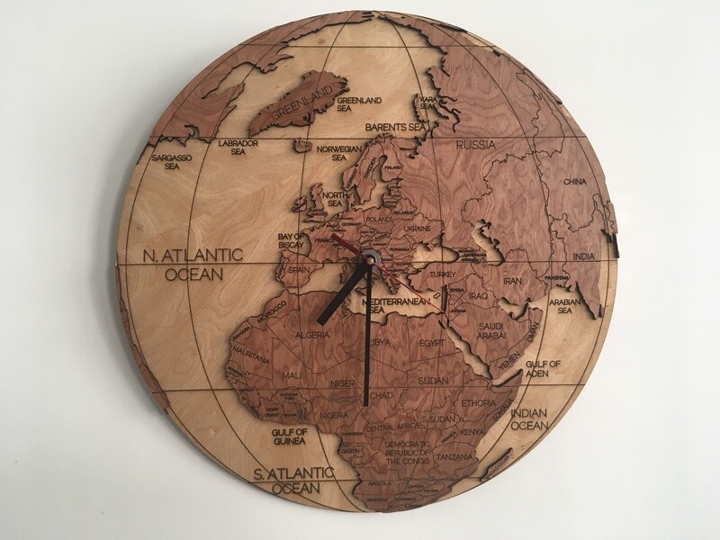 WOOD WORLD CLOCK - PRIME MERIDIAN