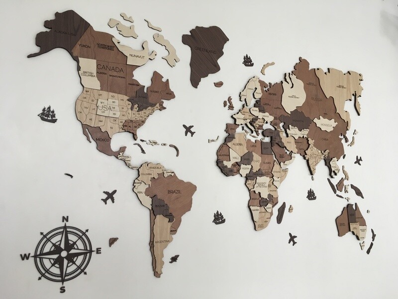 3D Wood World Map – Economy Wall Decor