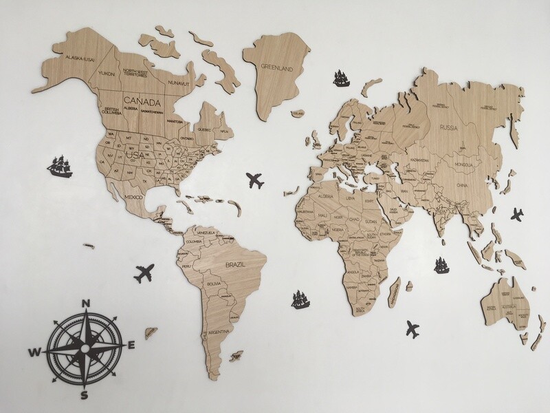 2D Wood World Map – Wall Decor