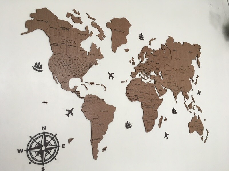 2D Wood World Map – Wall Decor