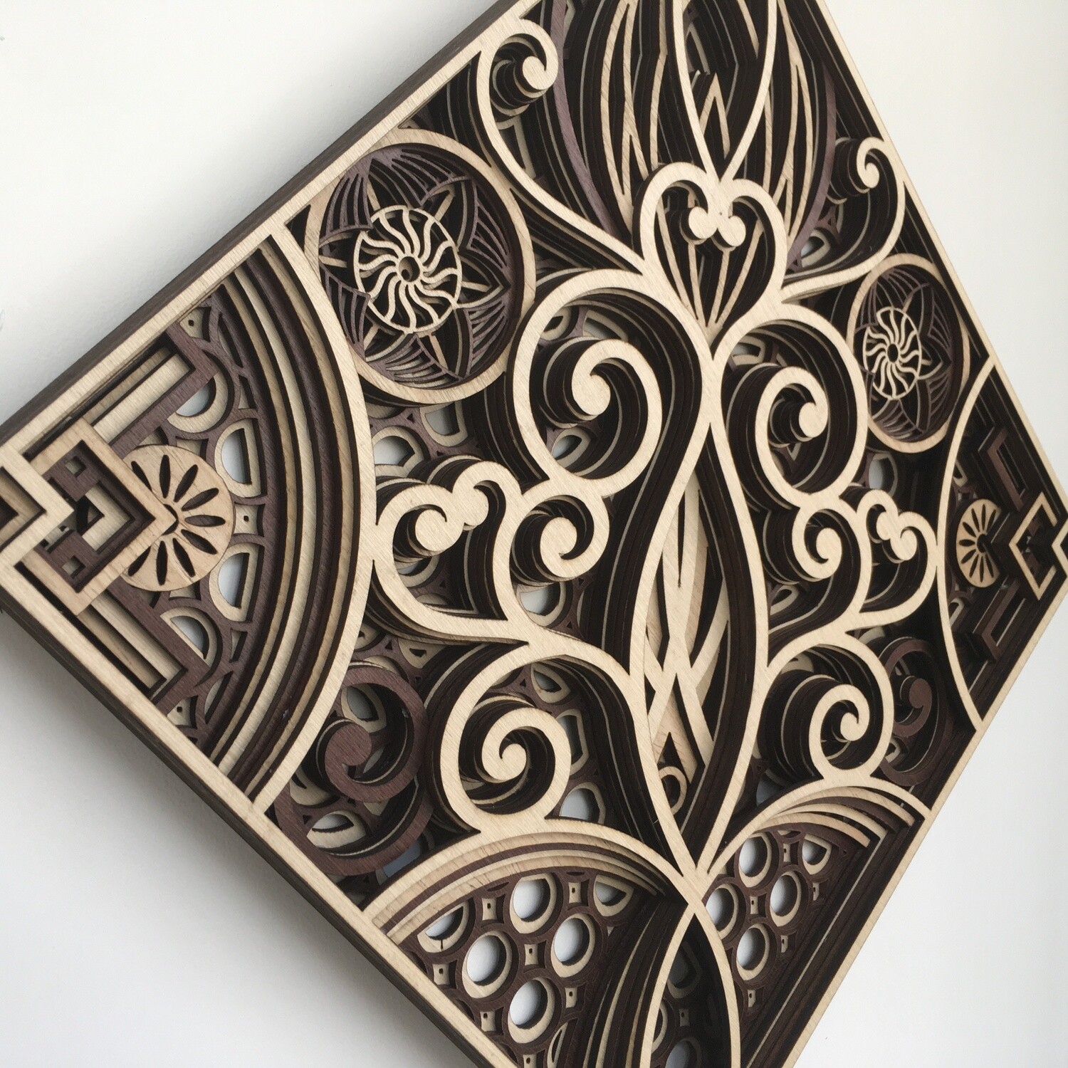 Hydra - Wood Tiles (Wood Wall Hang Decor, Layered Mandala )