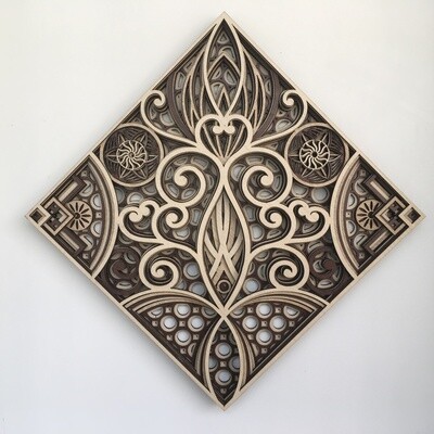 Hydra - Wood Tiles (Wood Wall Hang Decor, Layered Mandala)