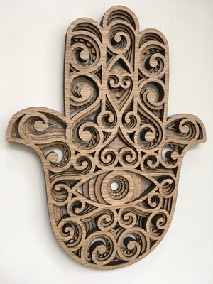 Hamsa Hand (Wood Wall Hang Decor, Layered Mandala )