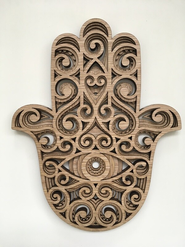 Hamsa Hand (Wood Wall Hang Decor, Layered Mandala)