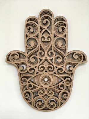 Hamsa Hand (Wood Wall Hang Decor, Layered Mandala)
