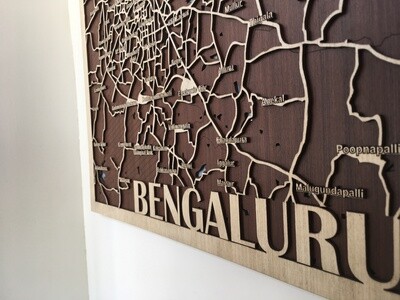 Wooden City Map – Bengaluru Wall Art