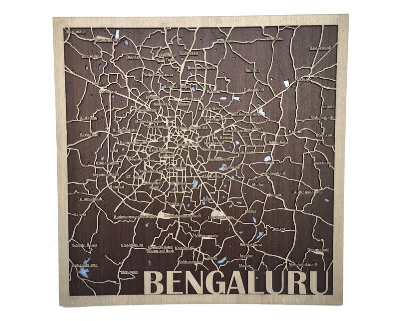 WOODEN CITY MAP - BENGALURU (BANGALORE)