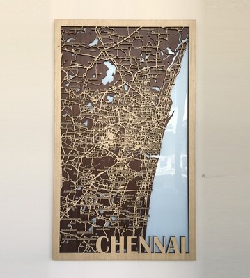 WOODEN CITY MAP - CHENNAI