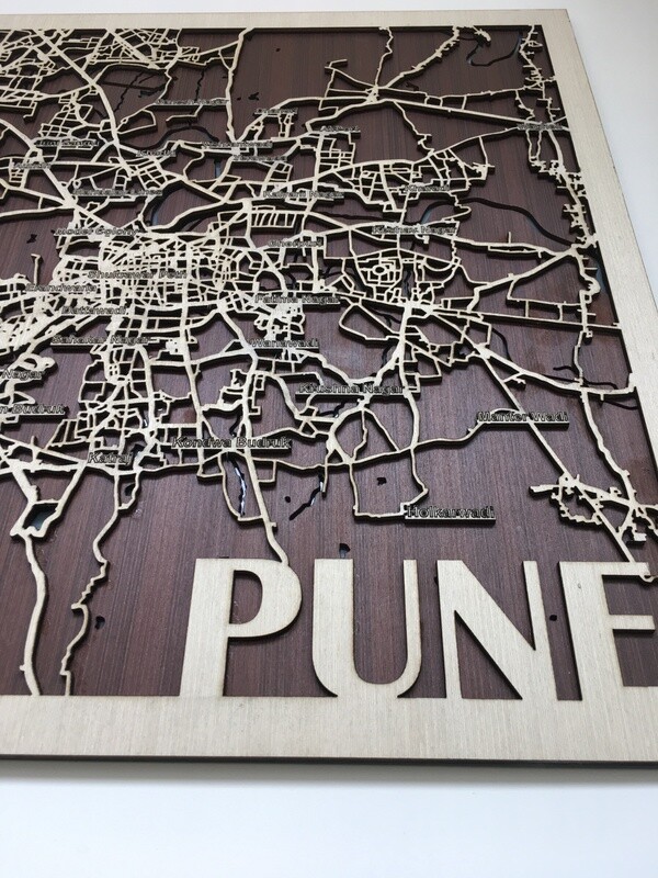 Wooden City Map – Pune Wall Art