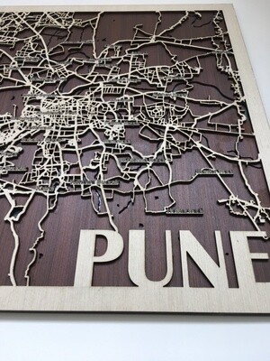 Wooden City Map – Pune Wall Art