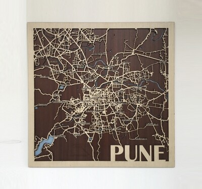 WOODEN CITY MAP - PUNE