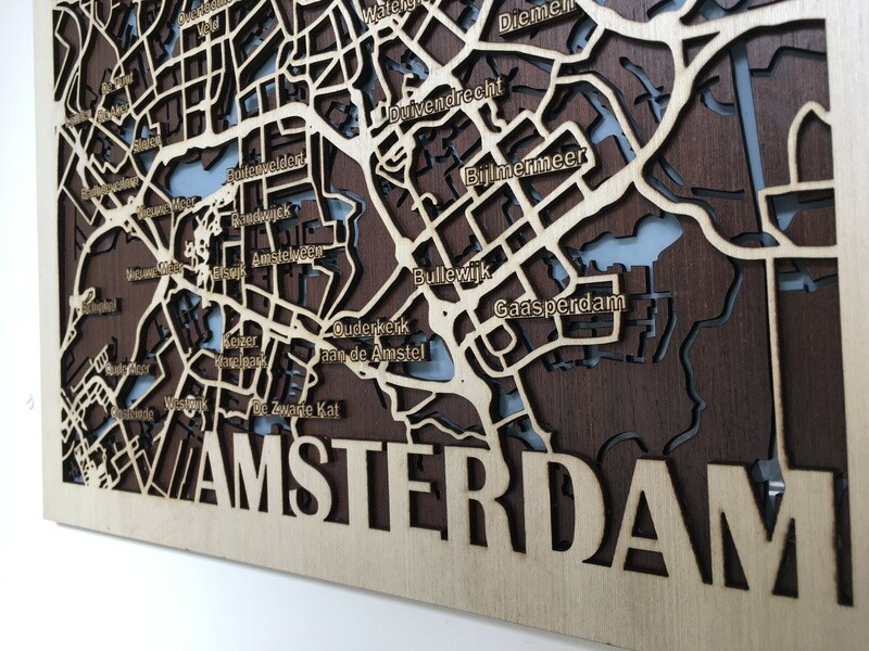 Wooden City Map – Amsterdam Wall Art