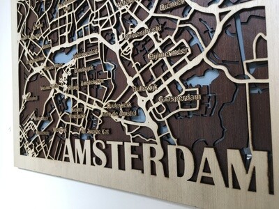Wooden City Map – Amsterdam Wall Art