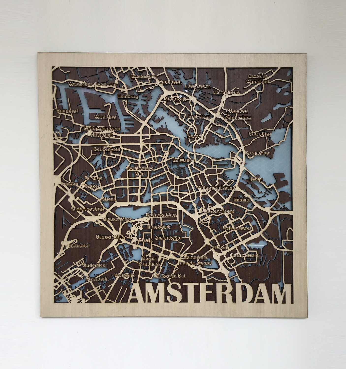 WOODEN CITY MAP - AMSTERDAM
