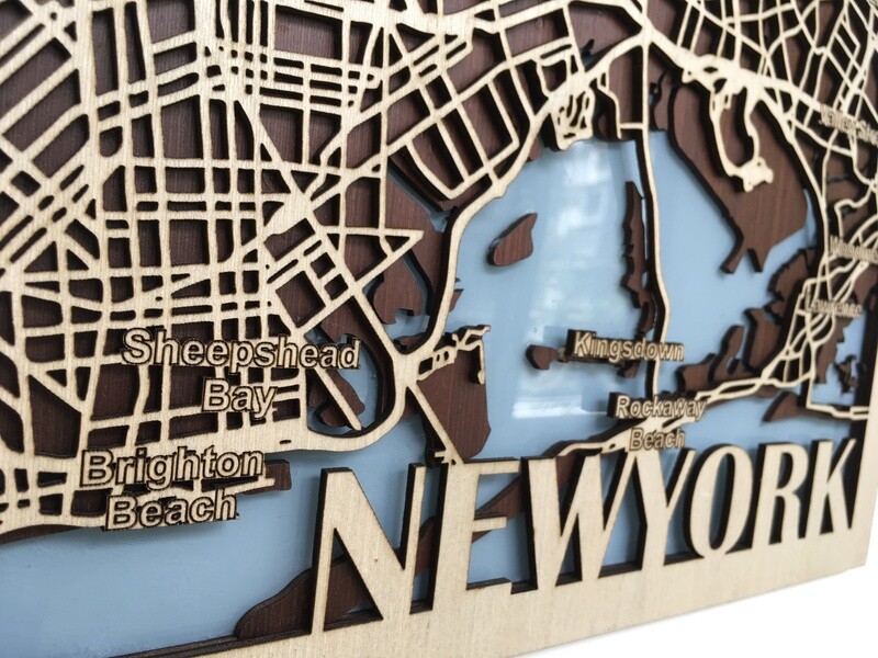 Wooden City Map – New York Wall Art