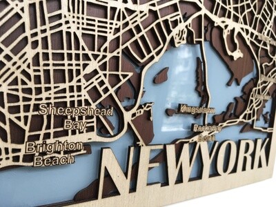 Wooden City Map – New York Wall Art