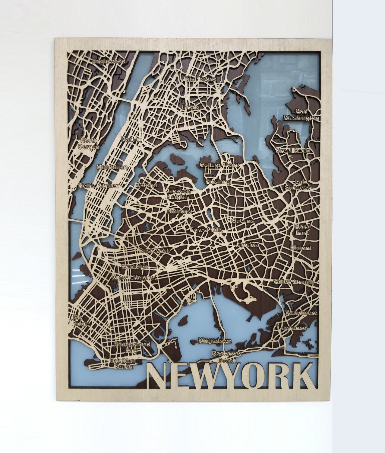 WOODEN CITY MAP - NEW YORK