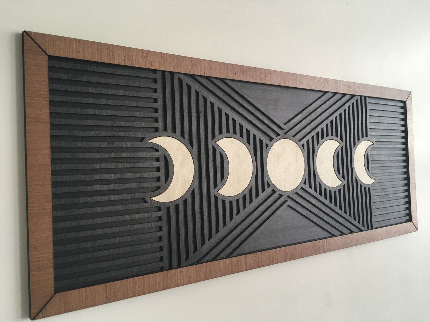 MOON PHASES WOOD WALL ART - Modern Wood Art - Lunar Phases - Full moon - New moon - Moon knight