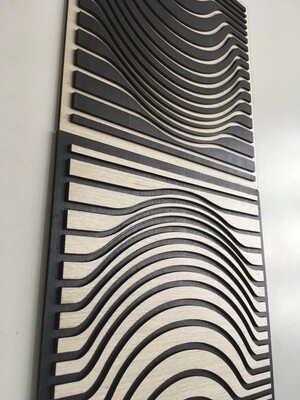 BULGE ILLUSION WOOD WALL ART - Modern Wood Art - Minimal - Charcoal black collection