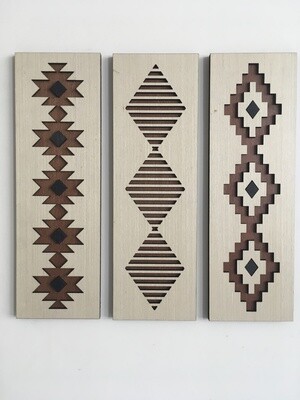 Aztec Geometric Wood Wall Art (Set of 3)