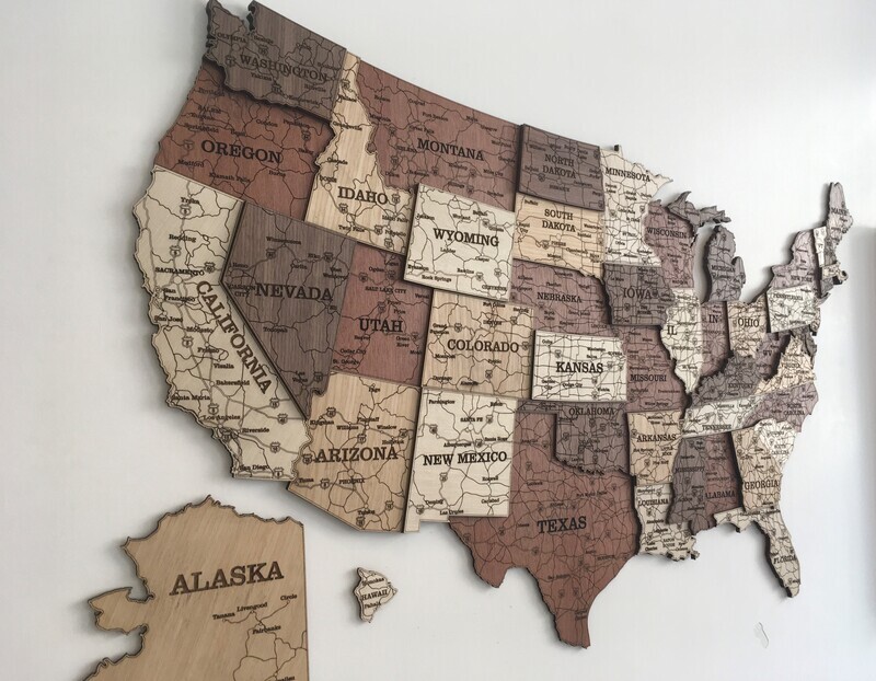 3D Wood USA Map – Premium Wall Decor