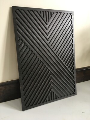 GEOMETRIC WOOD WALL ART - Modern Wood Art - Charcoal black - Minimal