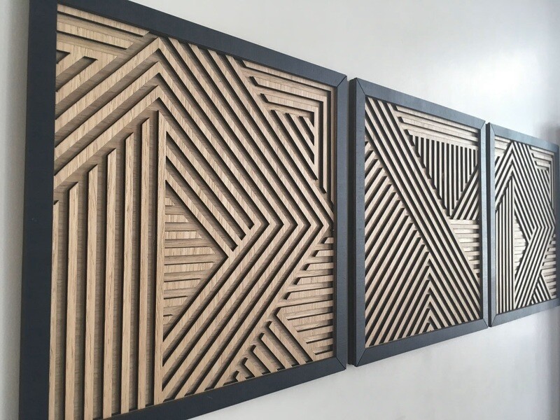 GEOMETRIC WOOD WALL ART (Set of 3) - Modern Wood Art - Minimal - Oak Wood collection