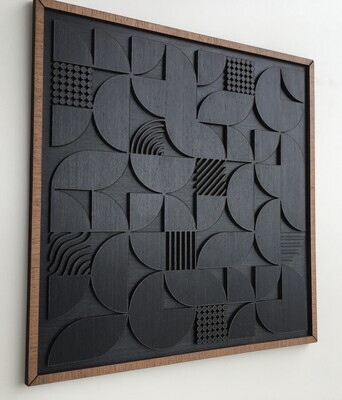 GEOMETRIC ABSTRACT WOOD WALL ART (Set of 3)(Set of 2) (Single piece) - Modern Wood Art - Minimal - Charcoal black collection