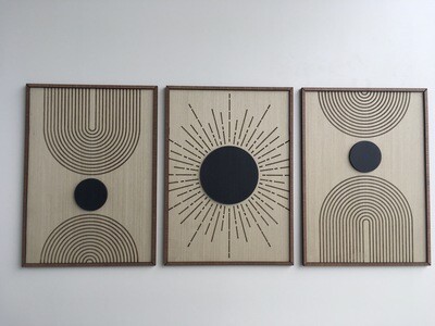Sun and Moon Wood Wall Art (Set of 3) (Set of 2)