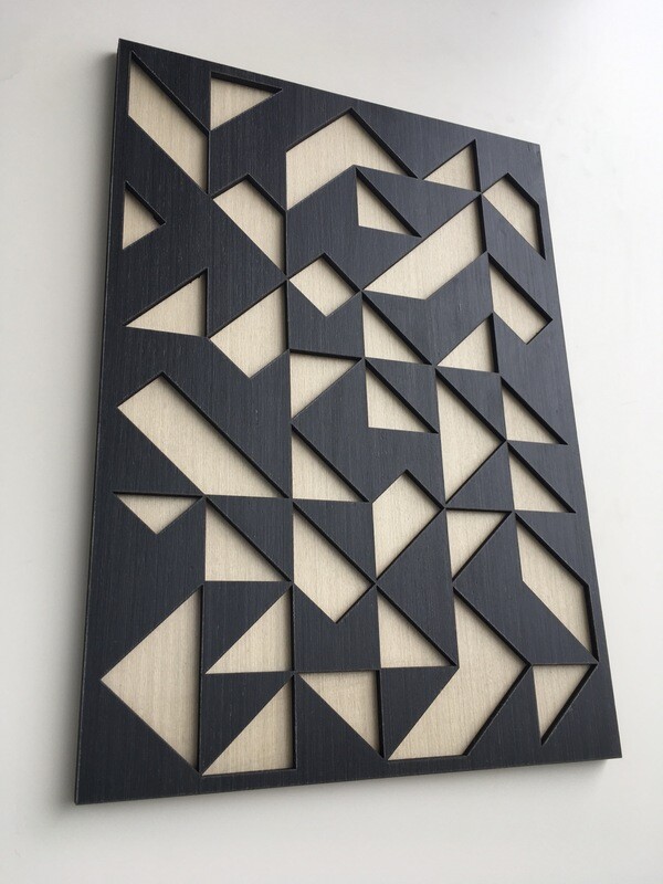 GEOMETRIC TRIANGLE WOOD WALL ART - Modern Wood Art - Minimal - Black and White Collection (1piece)