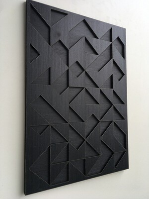 GEOMETRIC TRIANGLE WOOD WALL ART - Modern Wood Art - Minimal - Charcoal Black Collection (1piece)