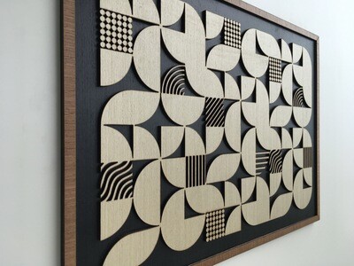 GEOMETRIC ABSTRACT WOOD WALL ART - Modern Wood Art - Minimal - Black and White Collection (Single piece)