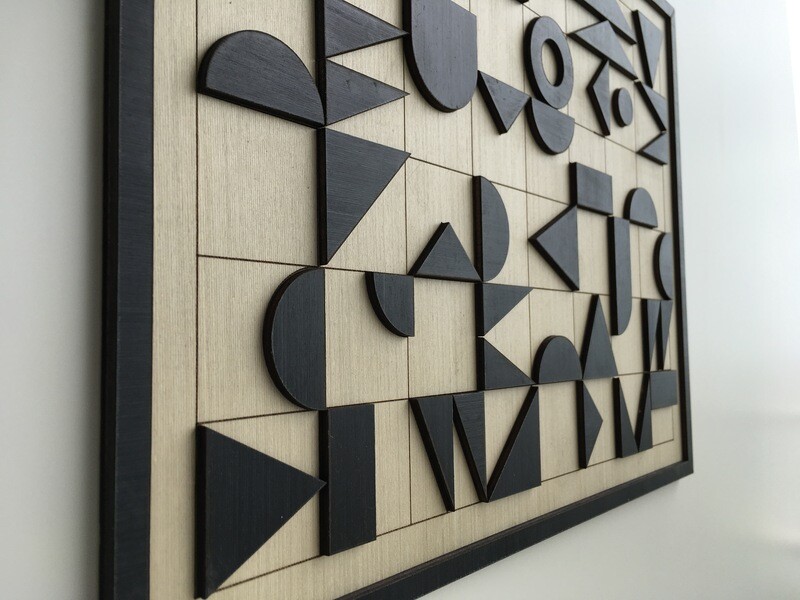 GEOMETRIC ABSTRACT WOOD WALL ART - Modern Wood Art - Minimal - Black and White Collection (Single piece)